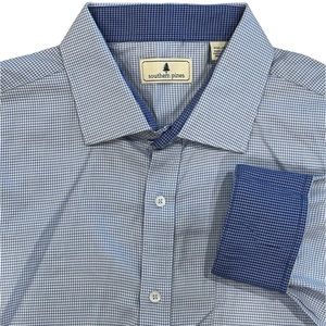 Southern Pines Mini Gingham Print Light Blue with Contrasting Flip Cuff XXL EUC